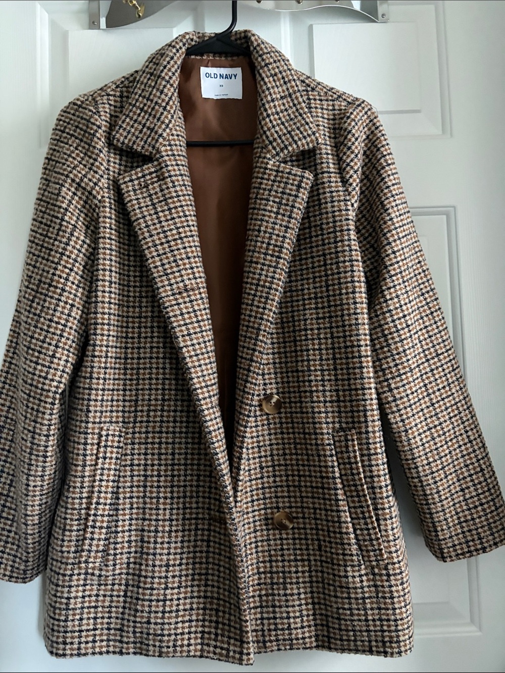 Old Navy Women's Tan & Black Houndstooth Blazer Jacket